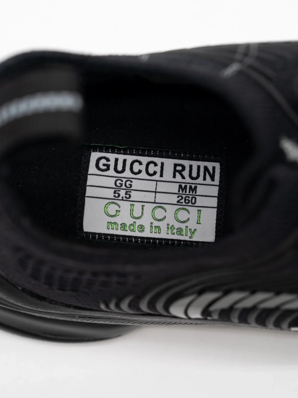 Gucci Run Knit Sneakers Triple Black GG Mens size 5.5G 6 US